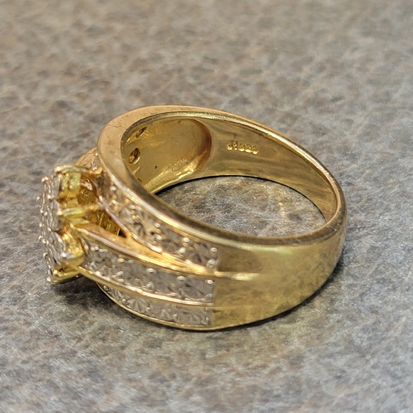 VERMEIL OVER STERLING SILVER .13 CTW DIAMOND CLUSTER RING SIZE SIZE 7 - Picture 6 of 6